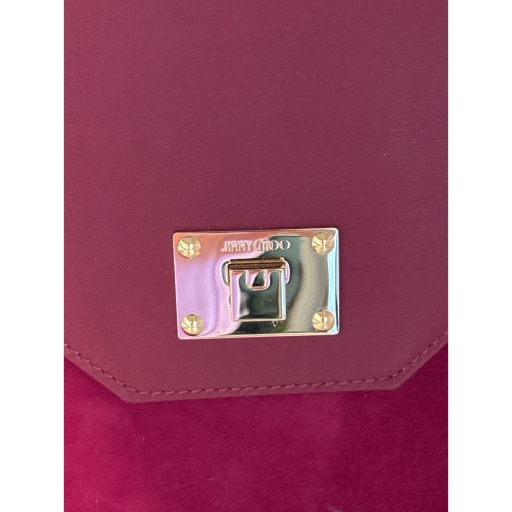Jimmy Choo Burgundy Leather & Suede Envelope Clutch - Picture 2 of 6